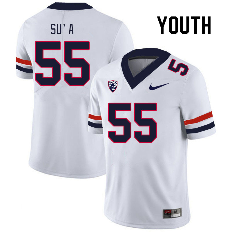 Youth #55 Leviticus Su'a Arizona Wildcats College Football Jerseys Stitched Sale-White - Click Image to Close